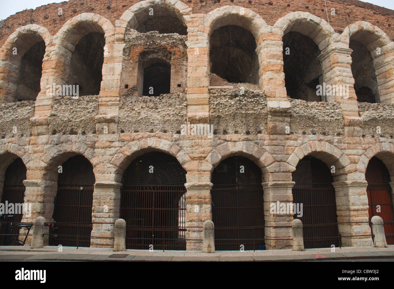 Ancient Roman Arena amphitheater Piazza Bra square old town Verona the Veneto region northern Italy Europe Stock Photo
