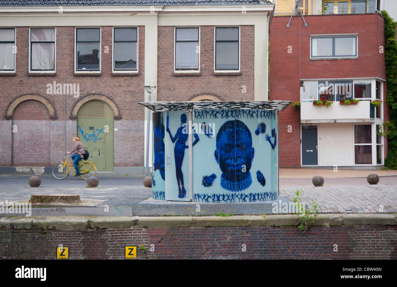 A modern urinal, pissoir, at "Kleine der Aa" canal, Groningen