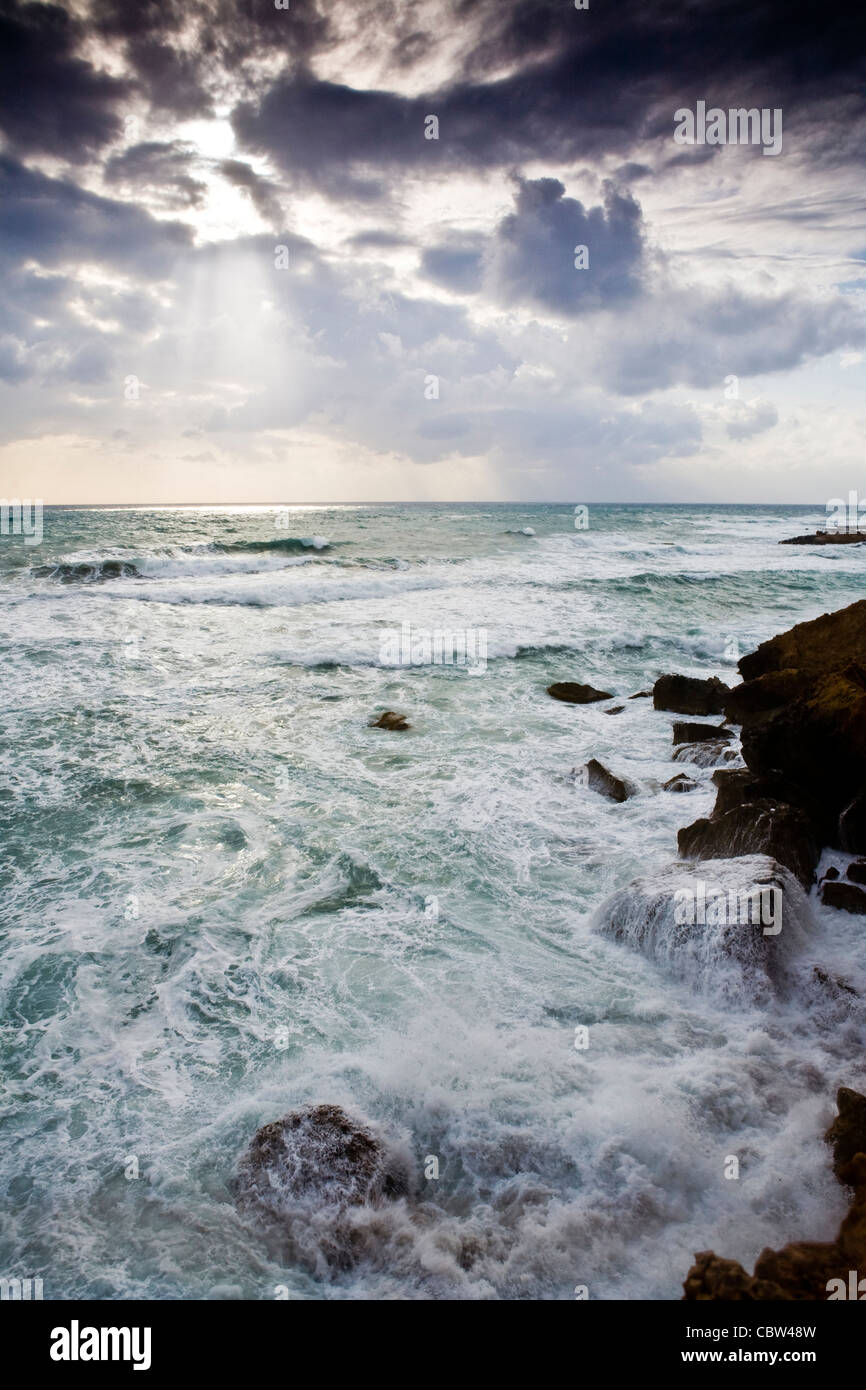 Stormy seas of the coast of Cyprus, Akamas. Stock Photo
