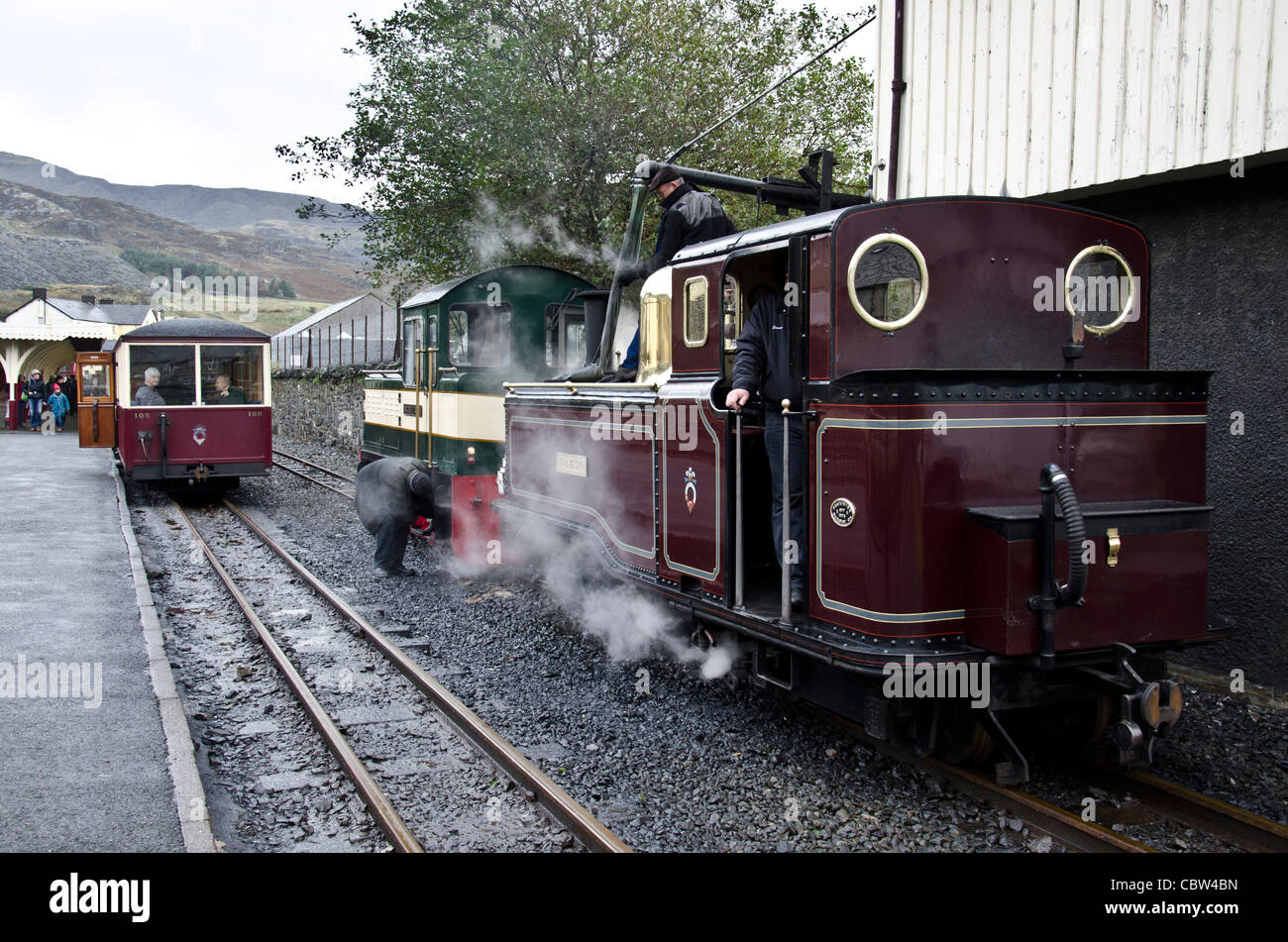 Diesel and steam on the Ffestiniog Railway at Blaenau