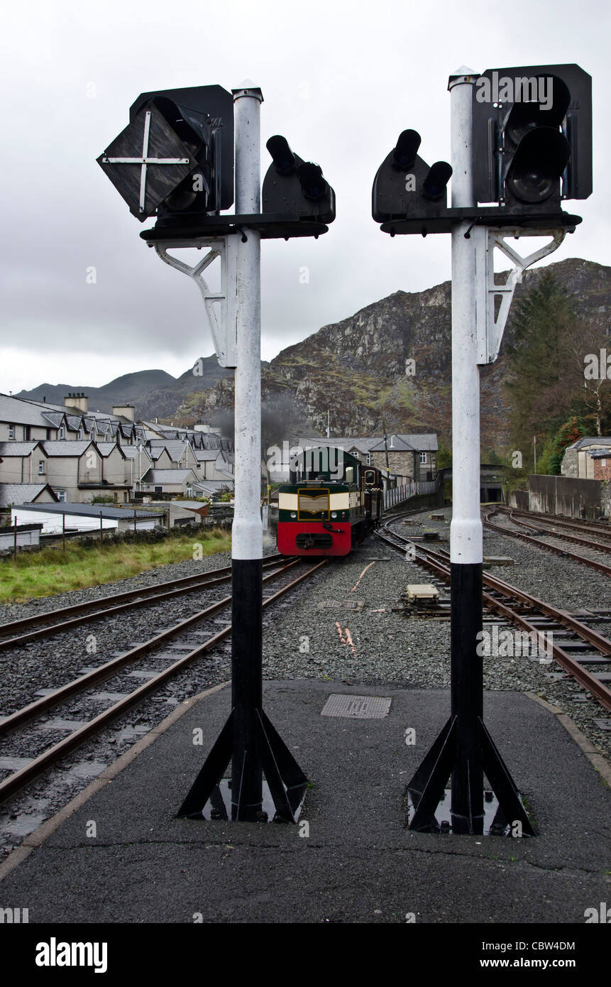 Diesel and steam on the Ffestiniog Railway at Blaenau