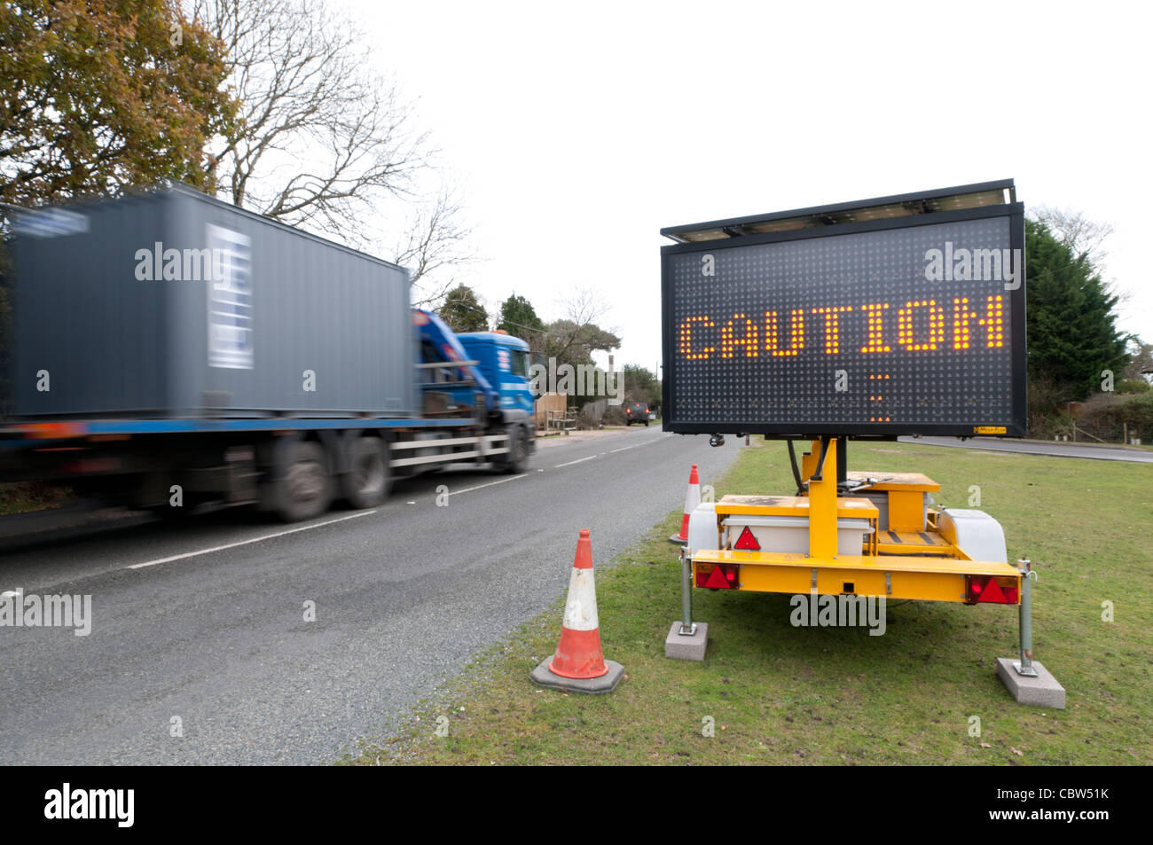 Mobile Matrix Road Sign Stock Photo