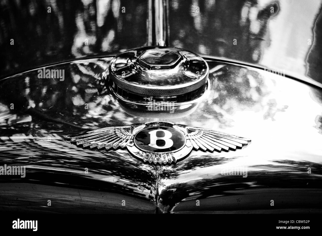 Radiator (engine cooling) and the emblem of Bugatti Stock Photo
