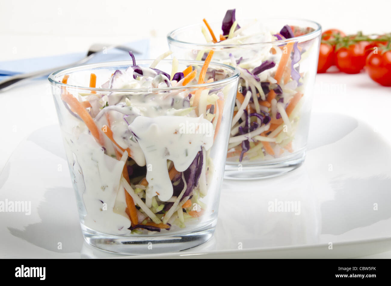 american farmer salad with dressing Stock Photo Alamy