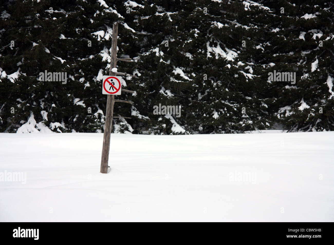 forbiden area in snow Stock Photo
