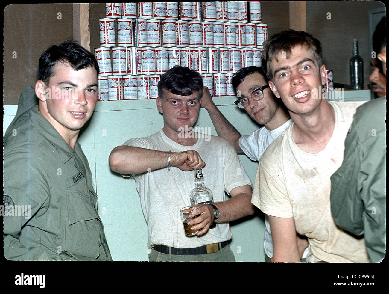 GIs drinking during party in the 4th Infantry Division's area of