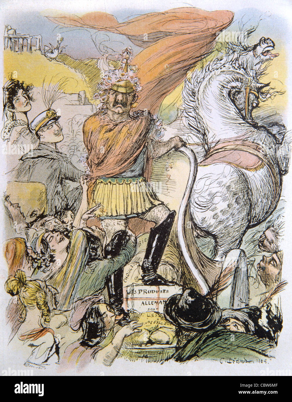 The Triumph of Germany, Illustration from French Satirical Magazine 'Le Rire', April 1905, Showing Kaiser Wilhelm II, or William II (1859-1941, reigned 1888-1918) last German Emperor or Kaiser and King of Prussia Stock Photo