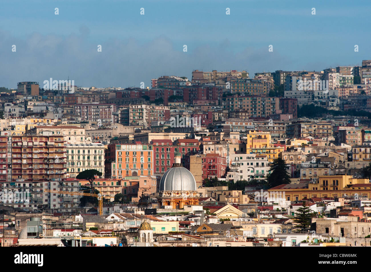 Naples (Napoli) skyline with domes and old buildings.  2011. Stock Photo