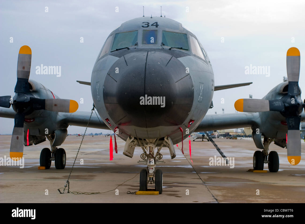 Military aircraft assigned to the combat and other warlike functions Stock Photo