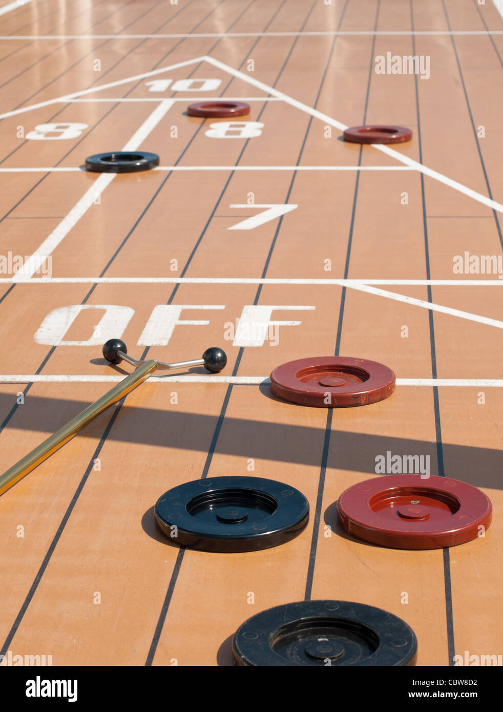 Shuffleboard on the deck of a cruise ship Stock Photo Alamy