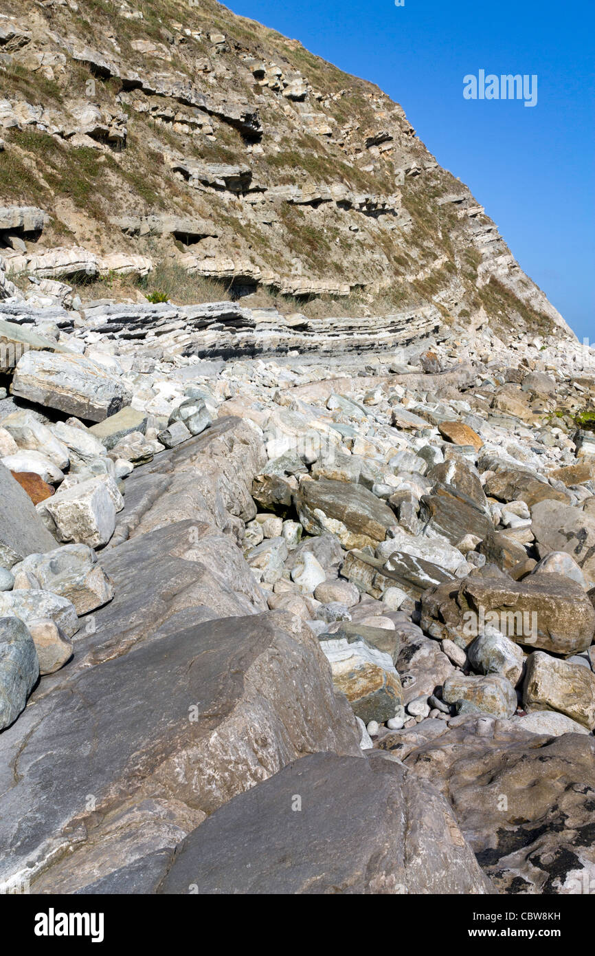 Rock Strata formation on the Dorset coast. Stock Photo