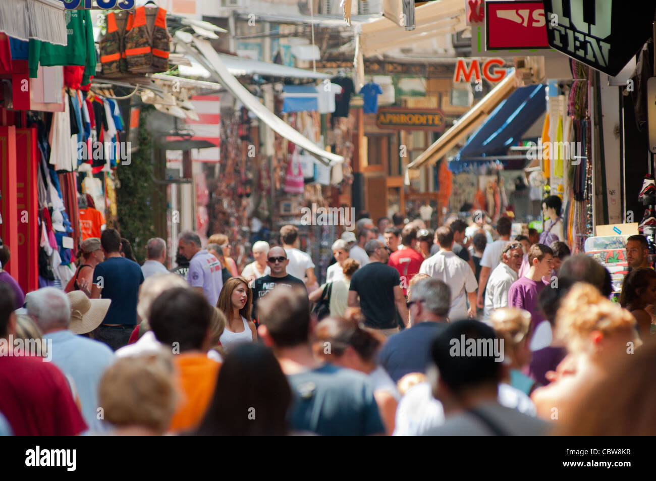 Busy shopping streets of Plaka, Athens, Greece. Stock Photo