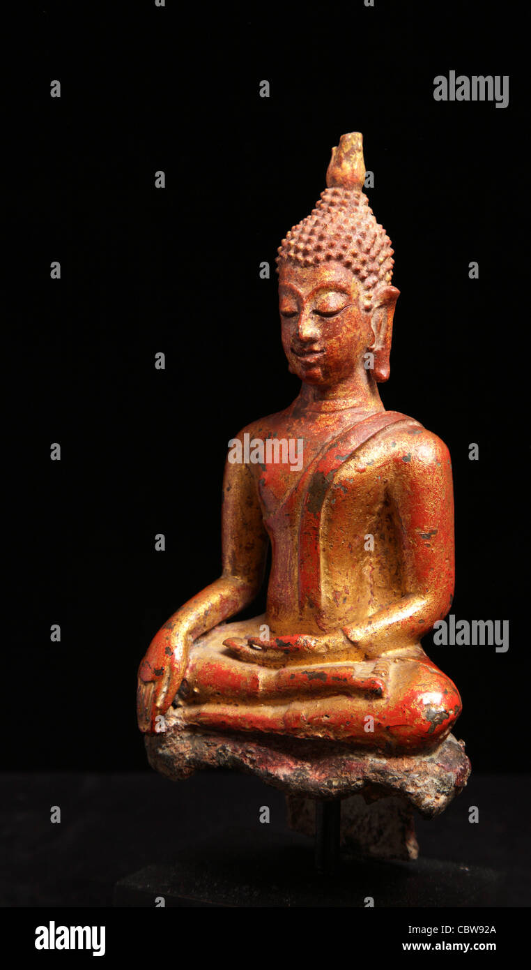 Bronze Buddha sculpture, Thailand, Lanna Kingdom Stock Photo