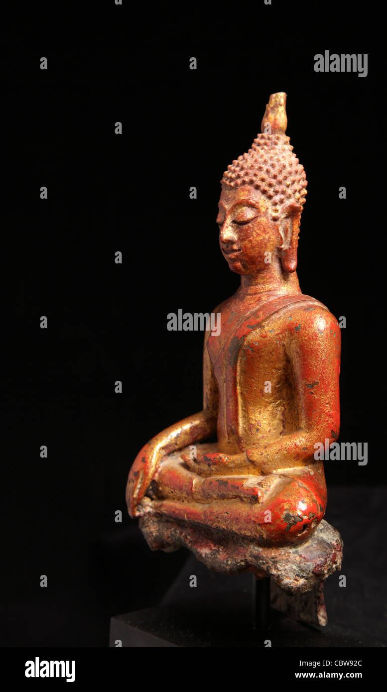 Bronze Buddha sculpture, Thailand, Lanna Kingdom Stock Photo