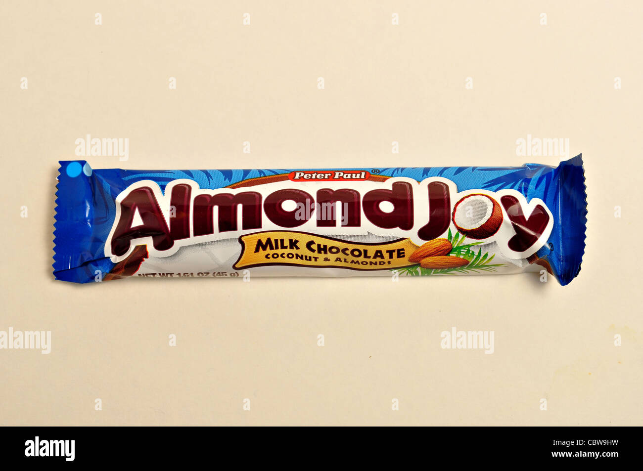 A close up shot of a Almond Joy candy bar in a wrapper Stock Photo Alamy