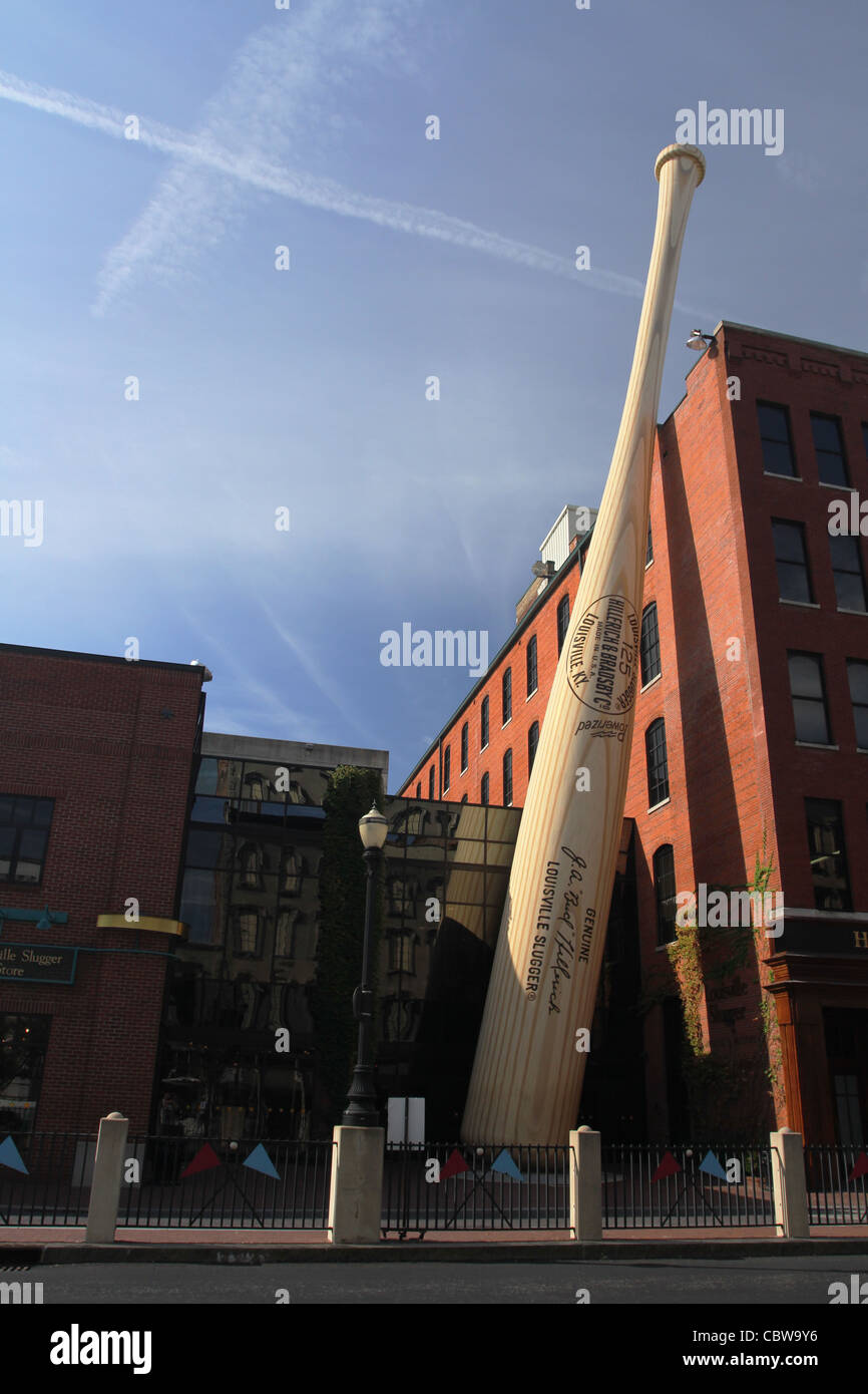 Louisville Slugger Museum and Factory. Sign made of Baseball Bat. Louisville, Kentucky, USA. Stock Photo