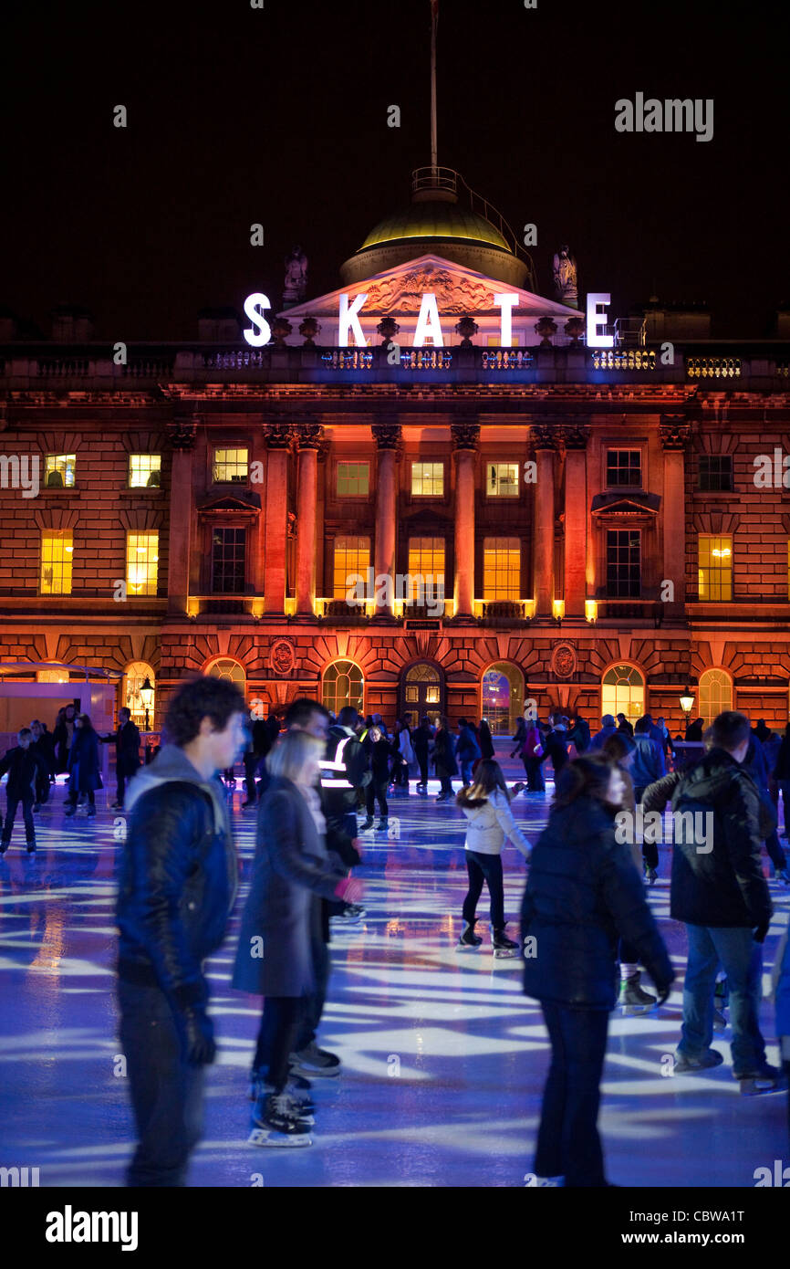 Somerset House ice skating rink, London Stock Photo