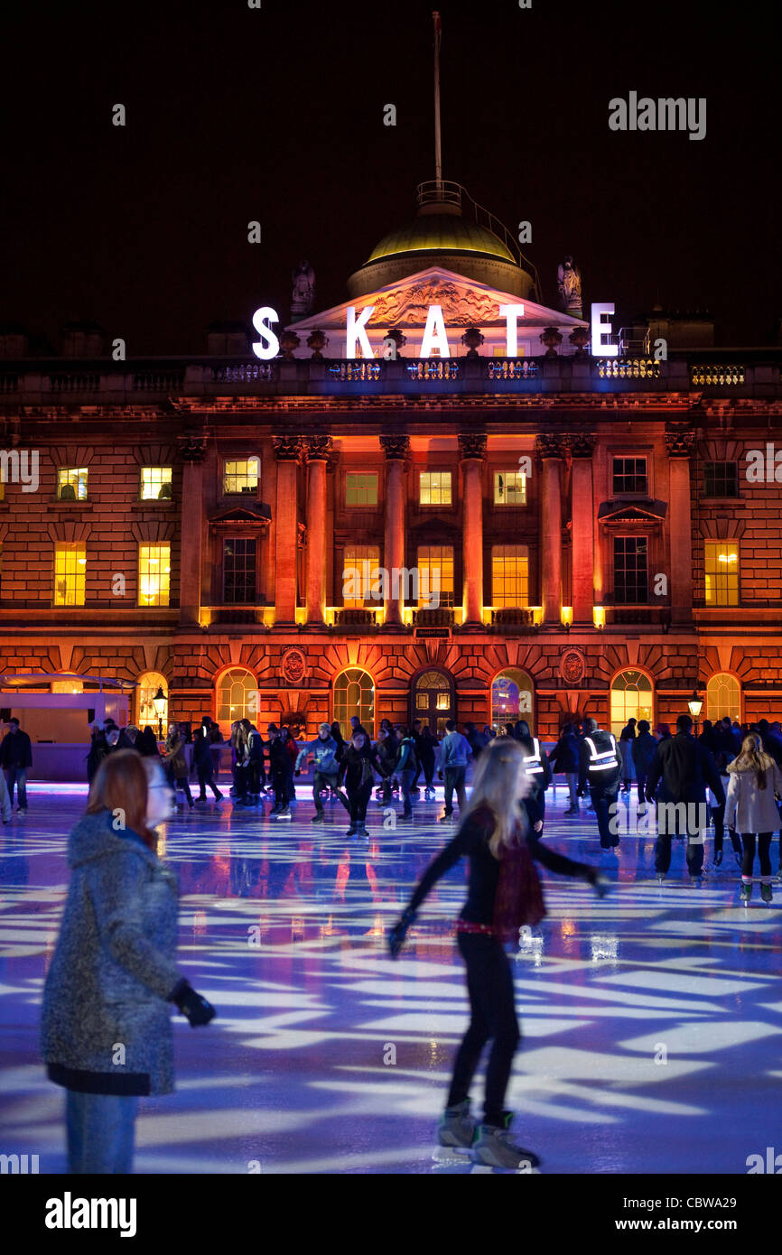 Somerset House ice skating rink, London Stock Photo Alamy