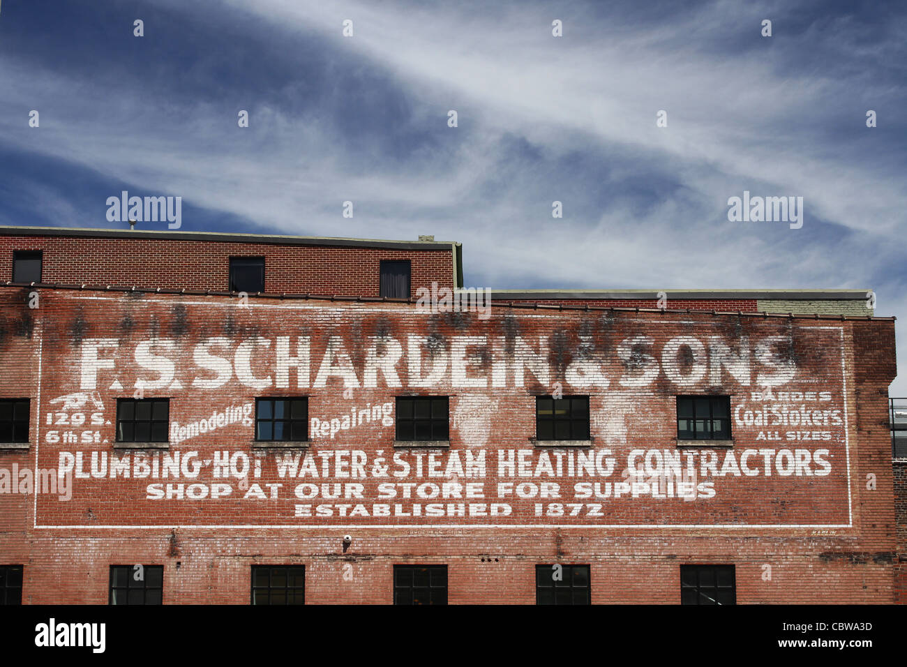 F S Schardein and Sons. Historic Sign. Louisville, Kentucky, USA. Stock Photo