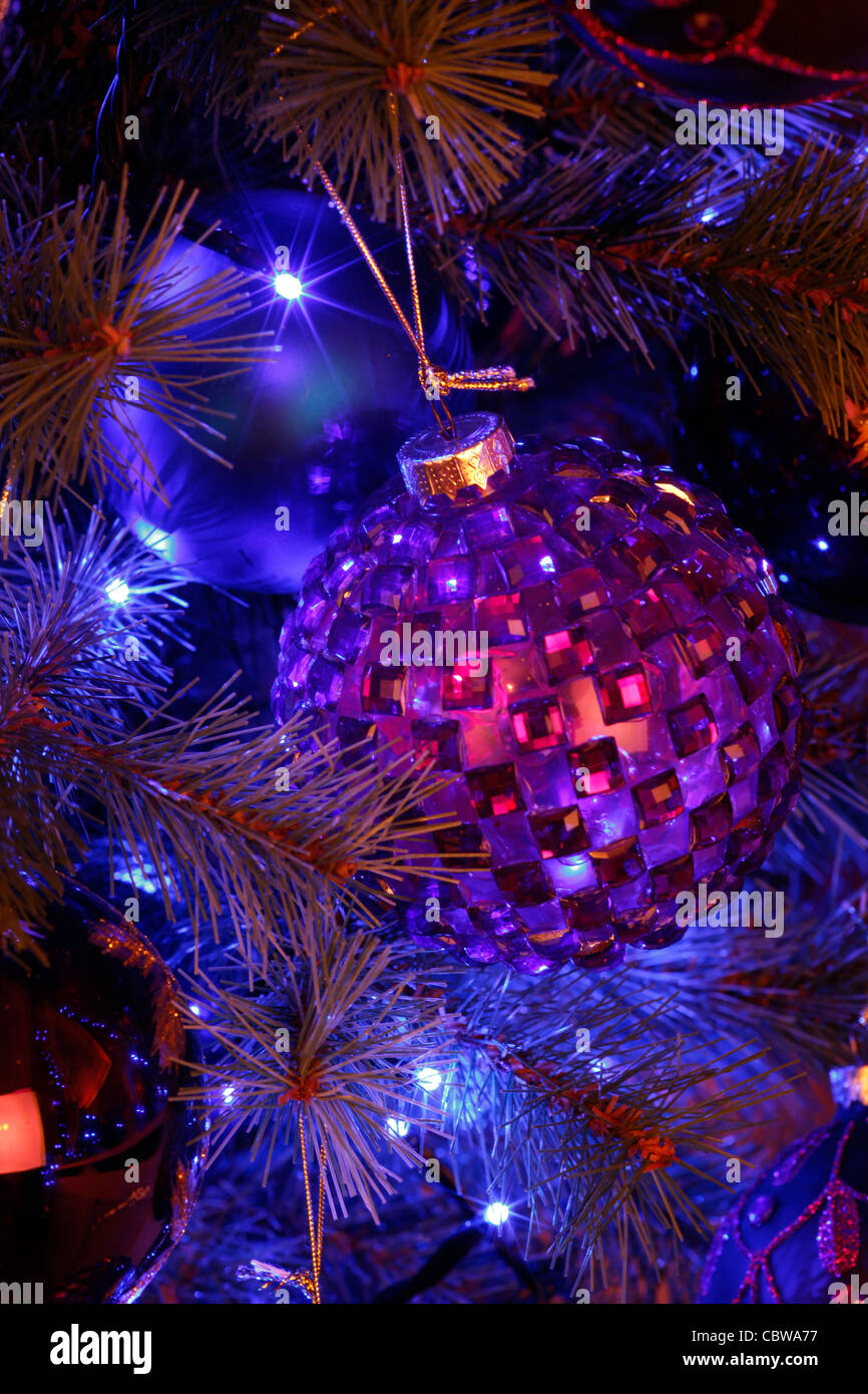 Baubles hanging on a Christmas tree Stock Photo - Alamy