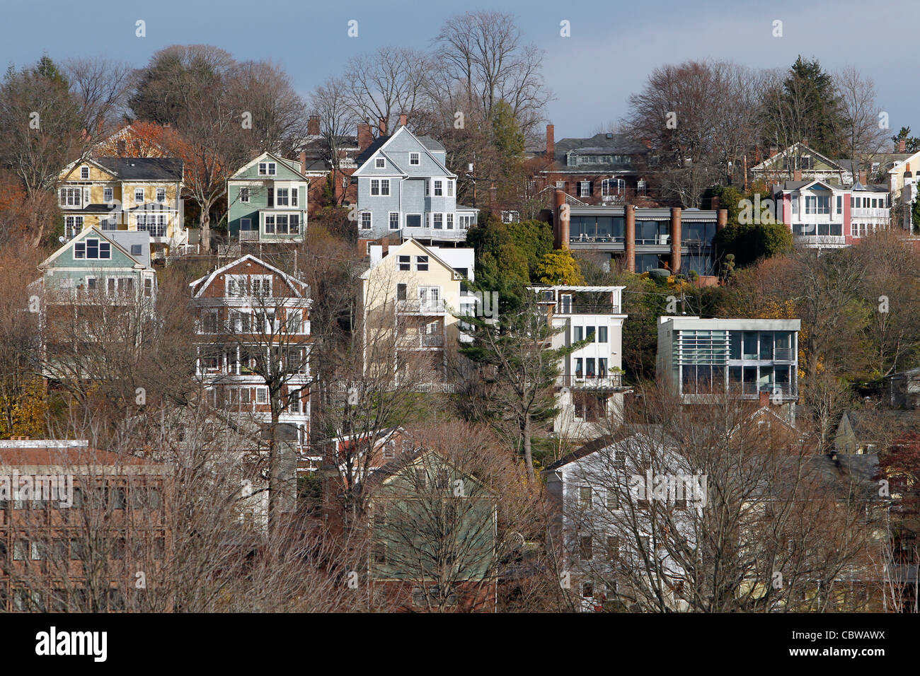 Houses on College Hill, Providence, Rhode Island Stock Photo