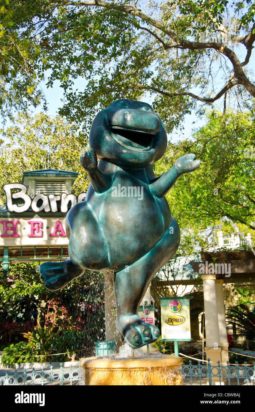 Barney cartoon character statue kids attraction at Universal Studios Orlando Florida Stock Photo
