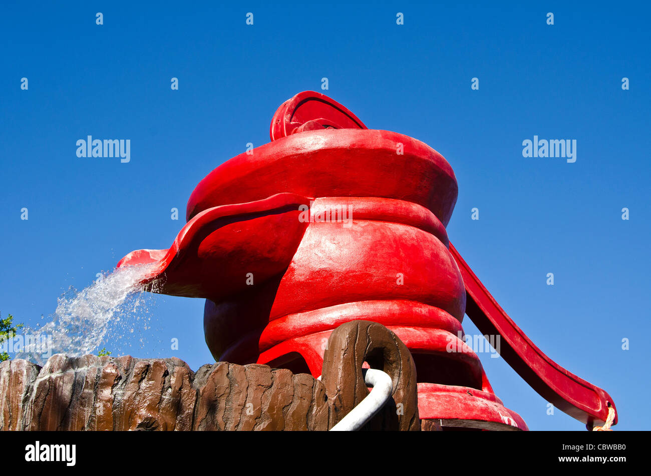 Fivels Playland kids playground with huge red water pump at at Universal Studios Orlando Florida Stock Photo