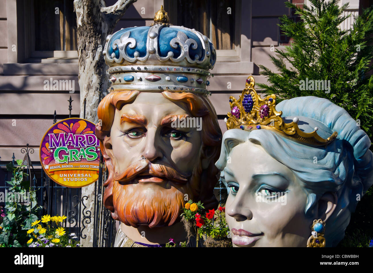 Mardi Gras king and queen statues at Universal Studios Orlando annual Mardi Gras celebration, Florida Stock Photo