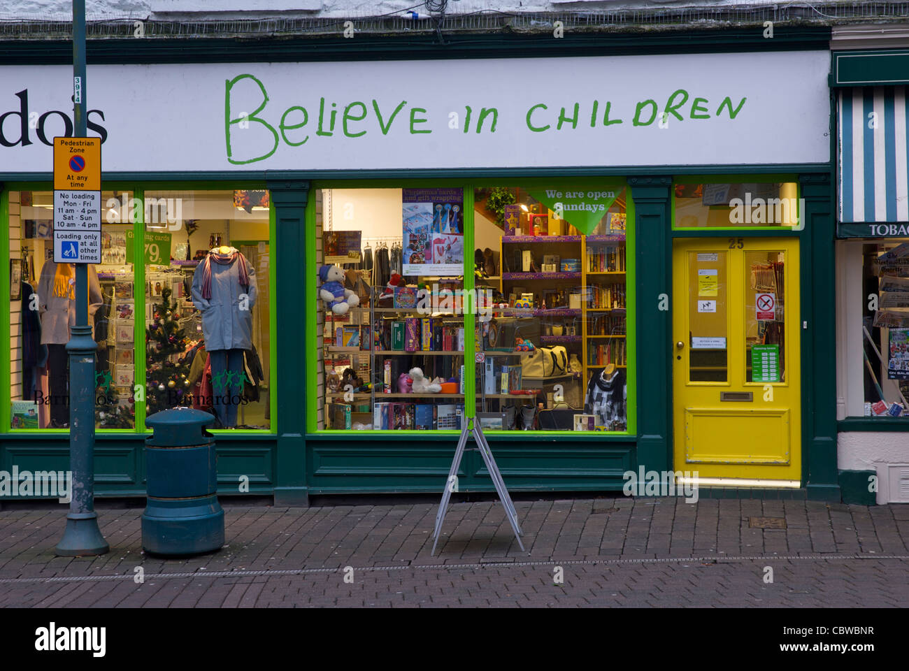 Branch of Barnardo's charity shop in Market Place, Kendal, Cumbria