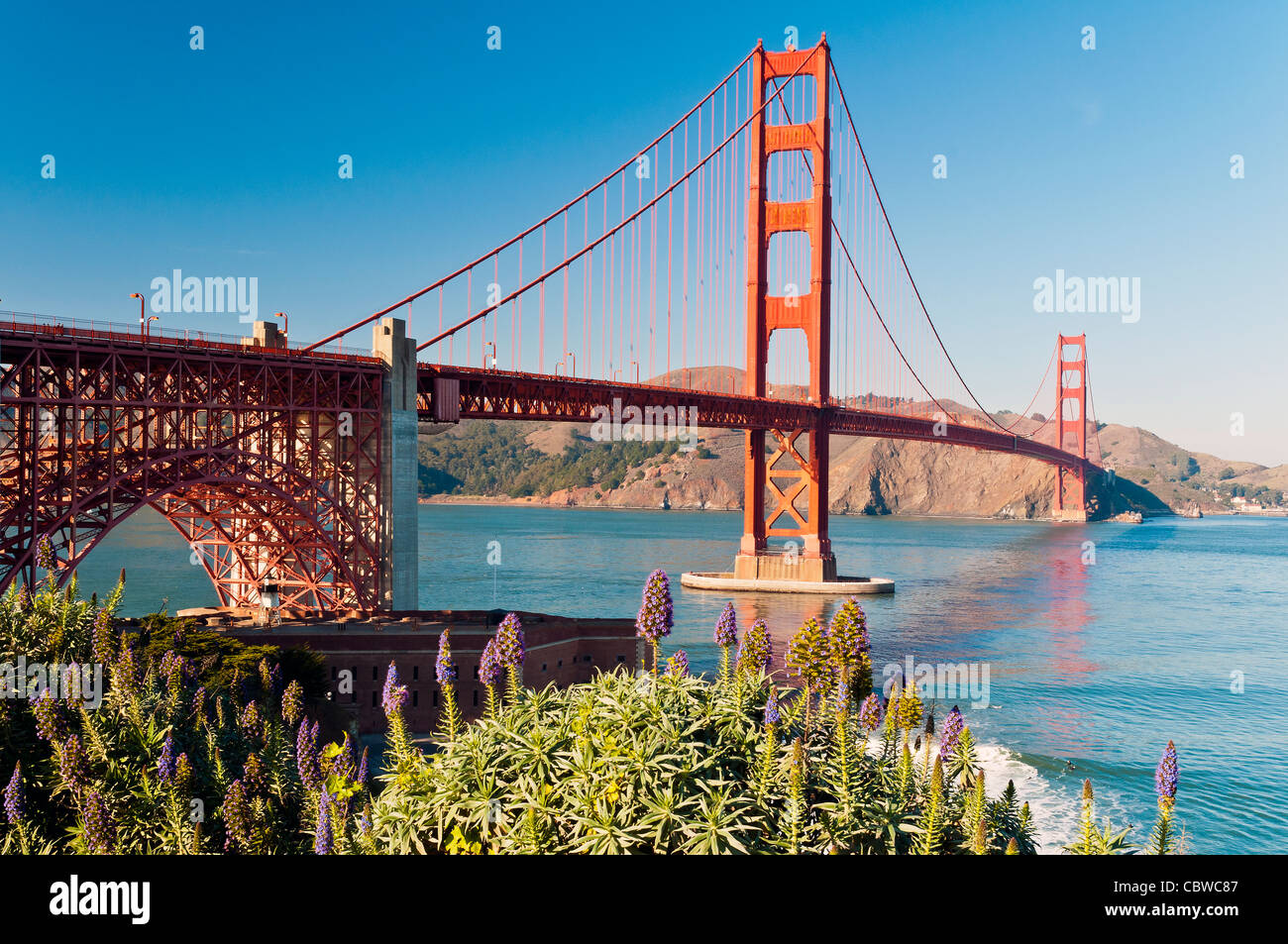 The worldwide famous Golden Gate Bridge's suspension bridge, San