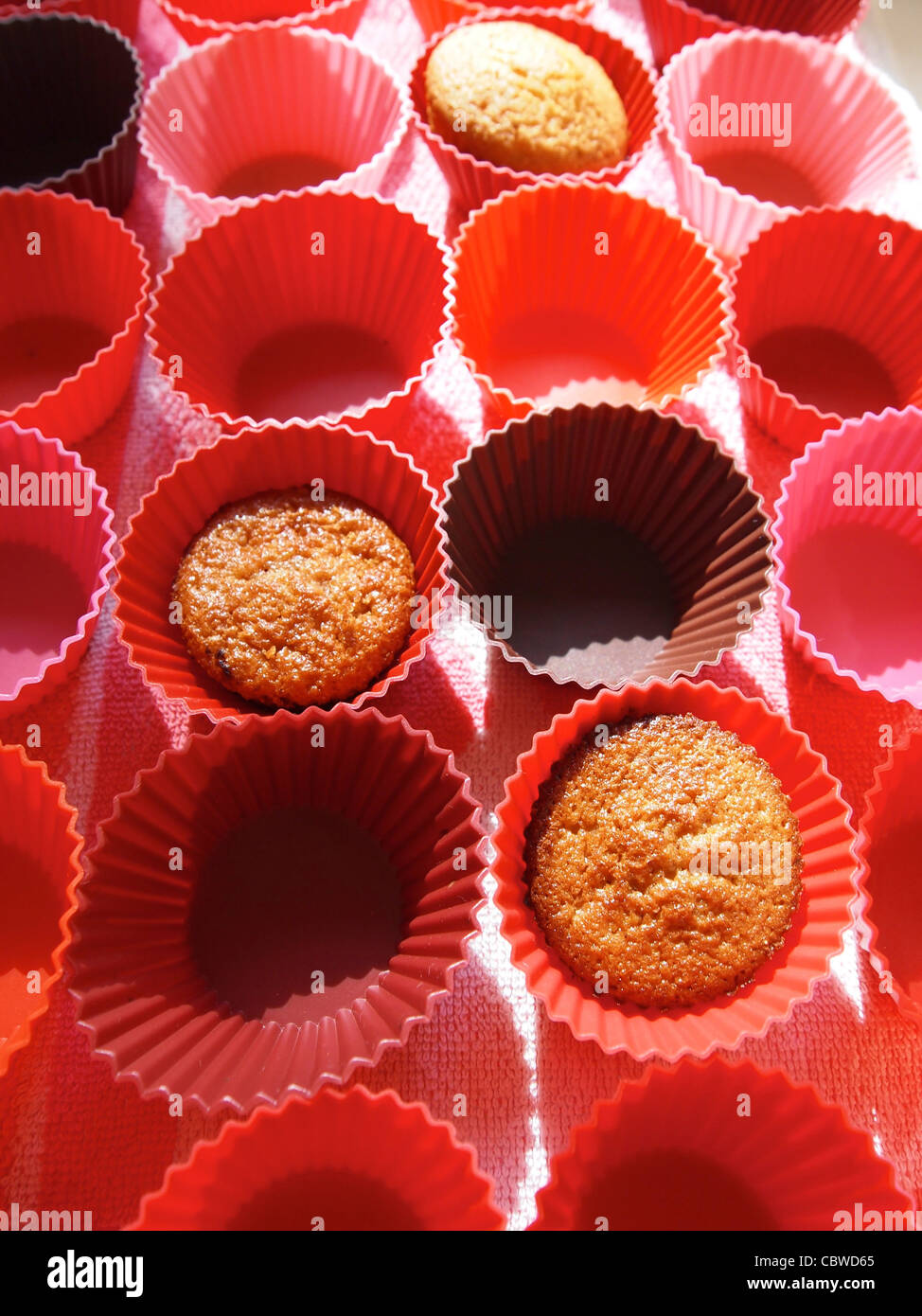Muffins and empty cake cases Stock Photo
