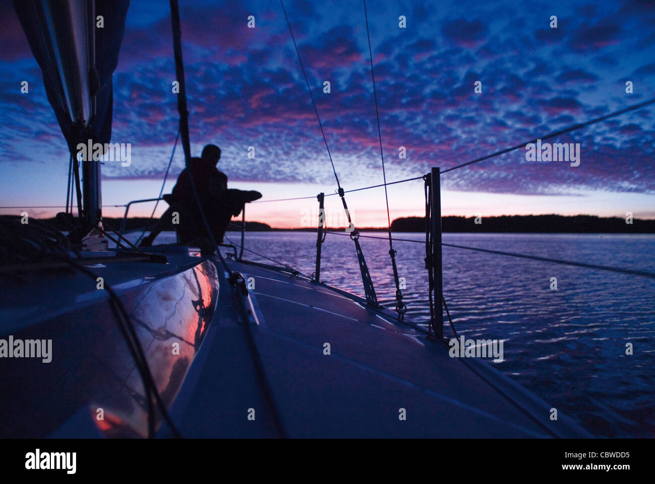 taken at the evening on sailing yacht Stock Photo