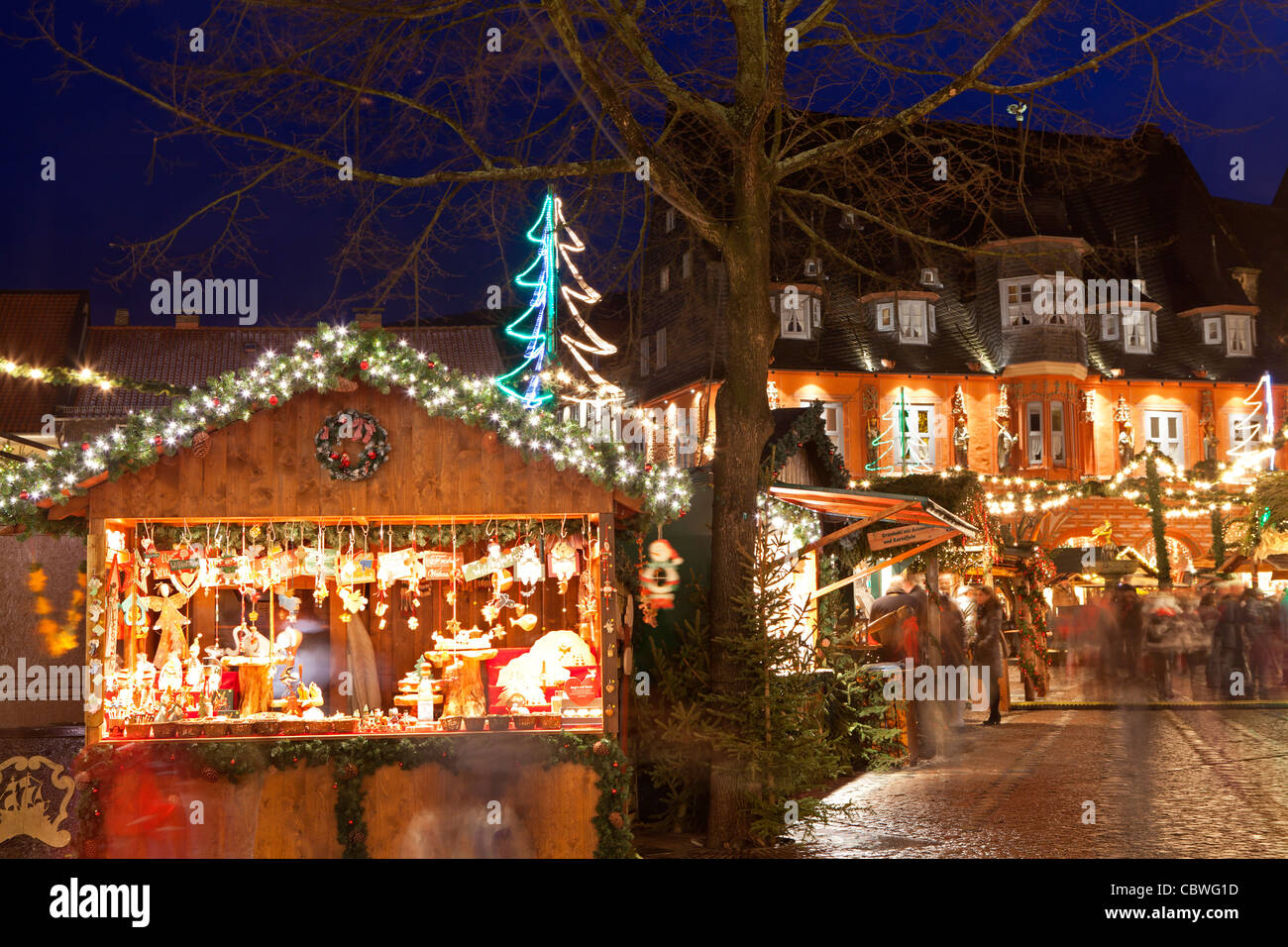Christmas Market at the market square of Goslar, Harz Mountains, Lower Saxony, Germany Stock Photo