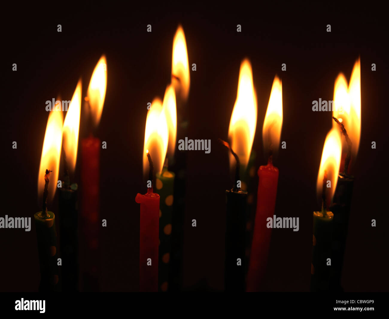 Collection Of Candles Alight Stock Photo Alamy