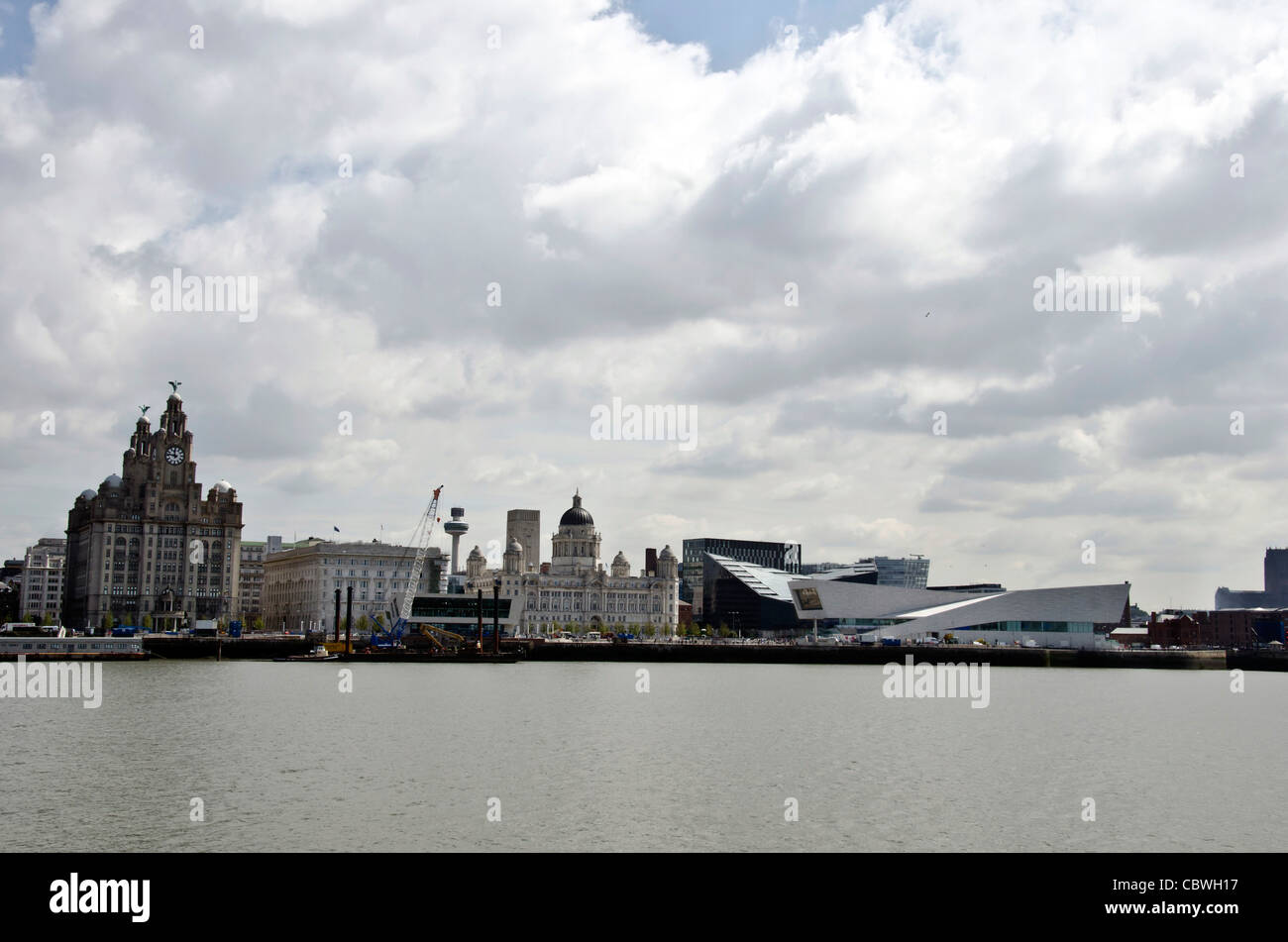 The Liverpool skyline from the 'Ferry 'Cross the Mersey', England. Stock Photo
