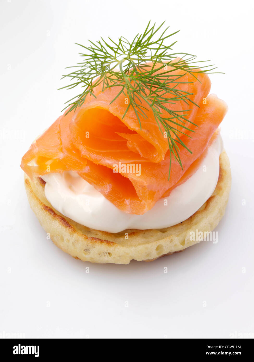 Smoked salmon sour cream dill blini Stock Photo Alamy
