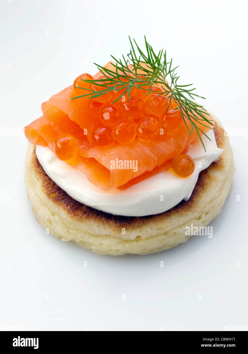 Smoked salmon roe sour cream dill blini Stock Photo Alamy