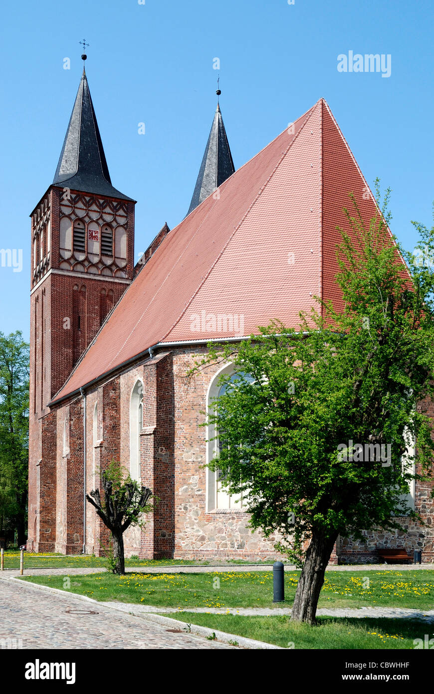 Church Saint Sebastian of Baruth in Brandenburg. Stock Photo