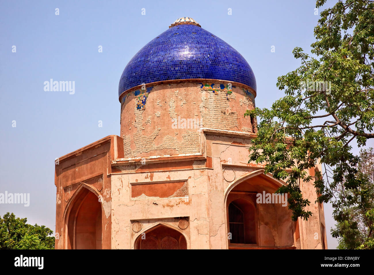 16th Century Blue Dome Sabz Subz Burj Muhgal Tomb New Delhi India Grave Stock Photo