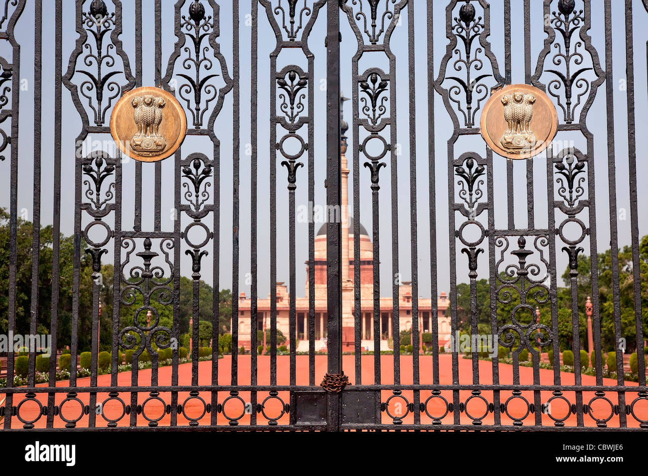 Rashtrapati Bhavan Gate The Iron Gates Official Residence President New Delhi, India Stock Photo