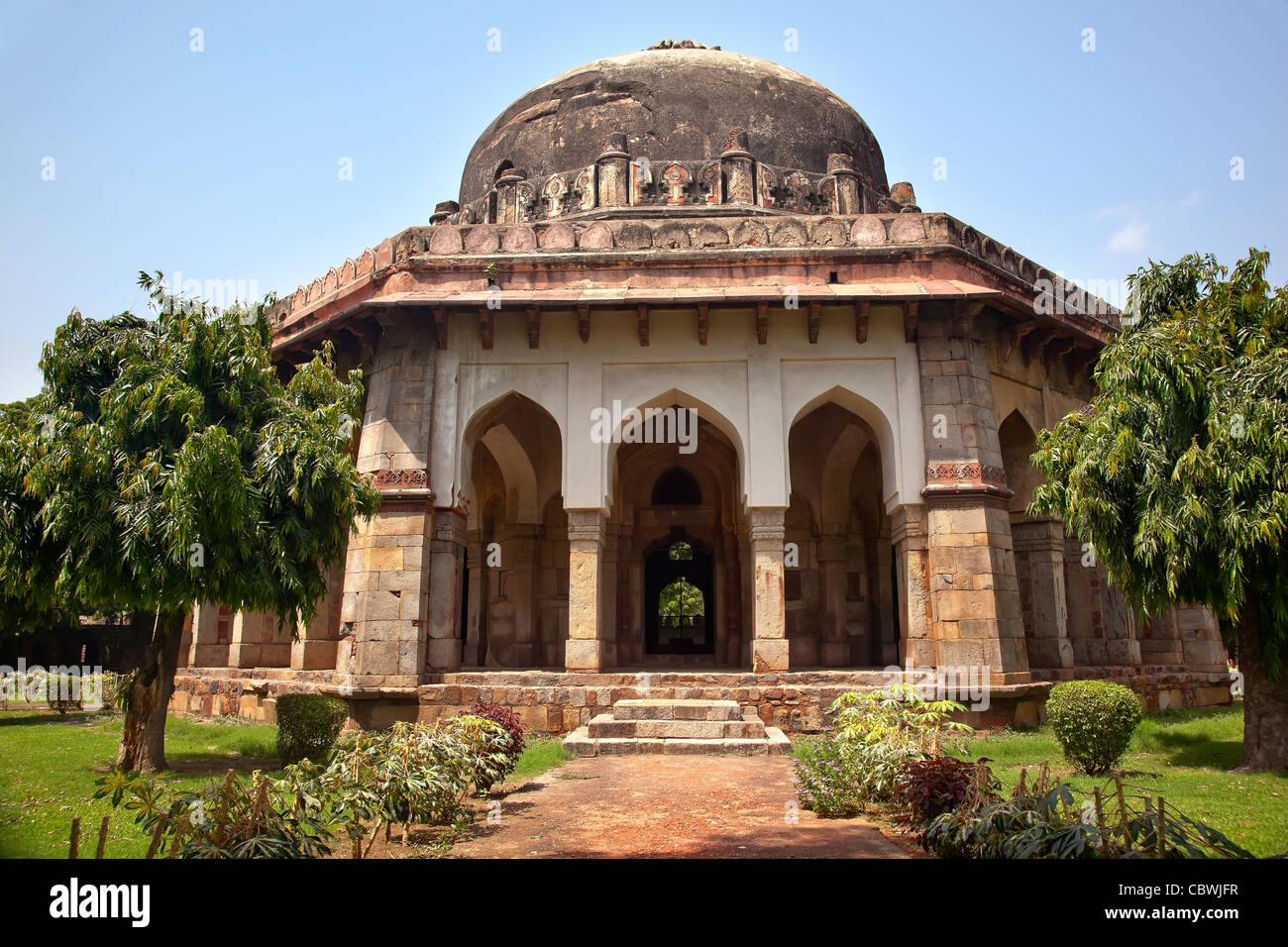 Large Ancient Dome Sikandar Lodi Tomb Lodi Gardens New Delhi India Stock Photo