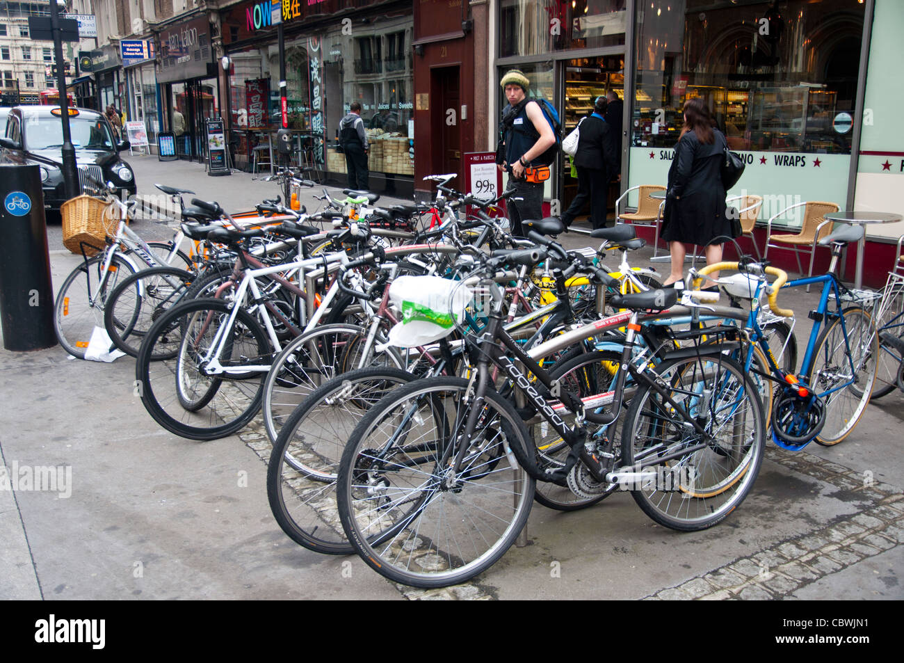 bicycle rack London streets england UK Stock Photo Alamy