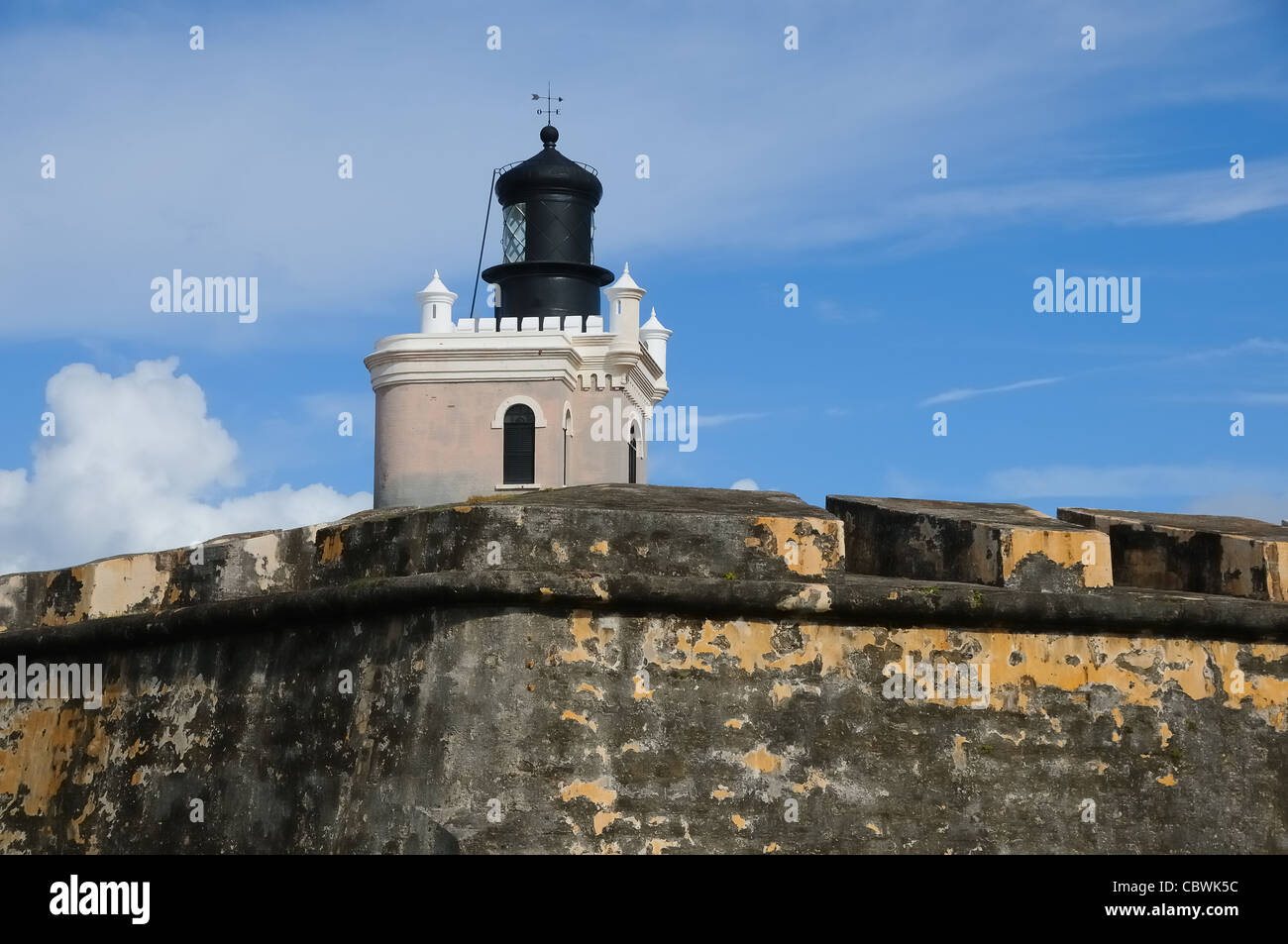 Old San Juan Lighthouse at El Morro Stock Photo
