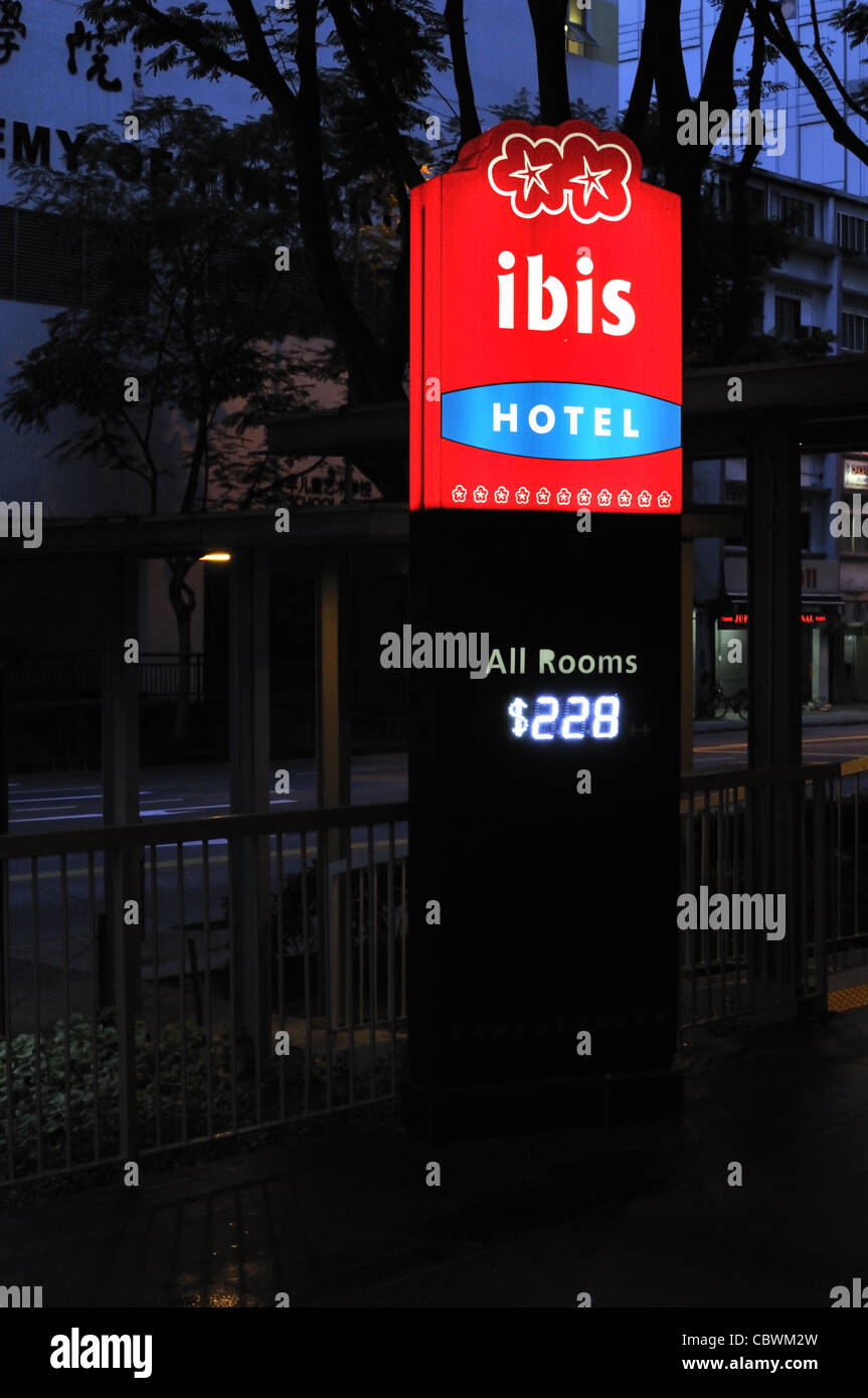 All rooms costs S$228 at ibis hotel on Bencoolen Street, Singapore. Stock Photo