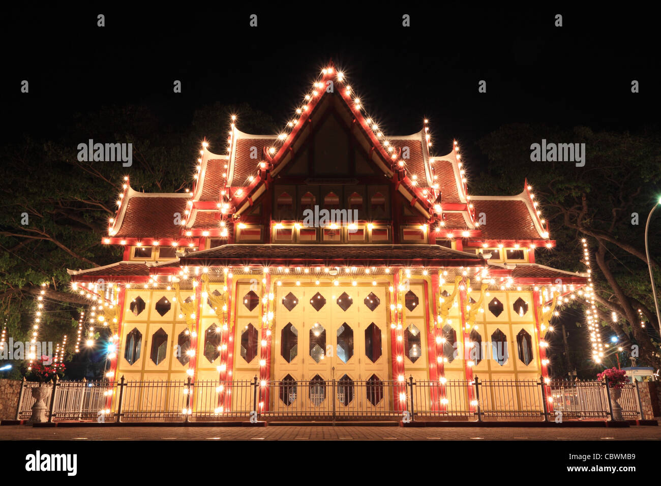 night hua hin railway station Stock Photo