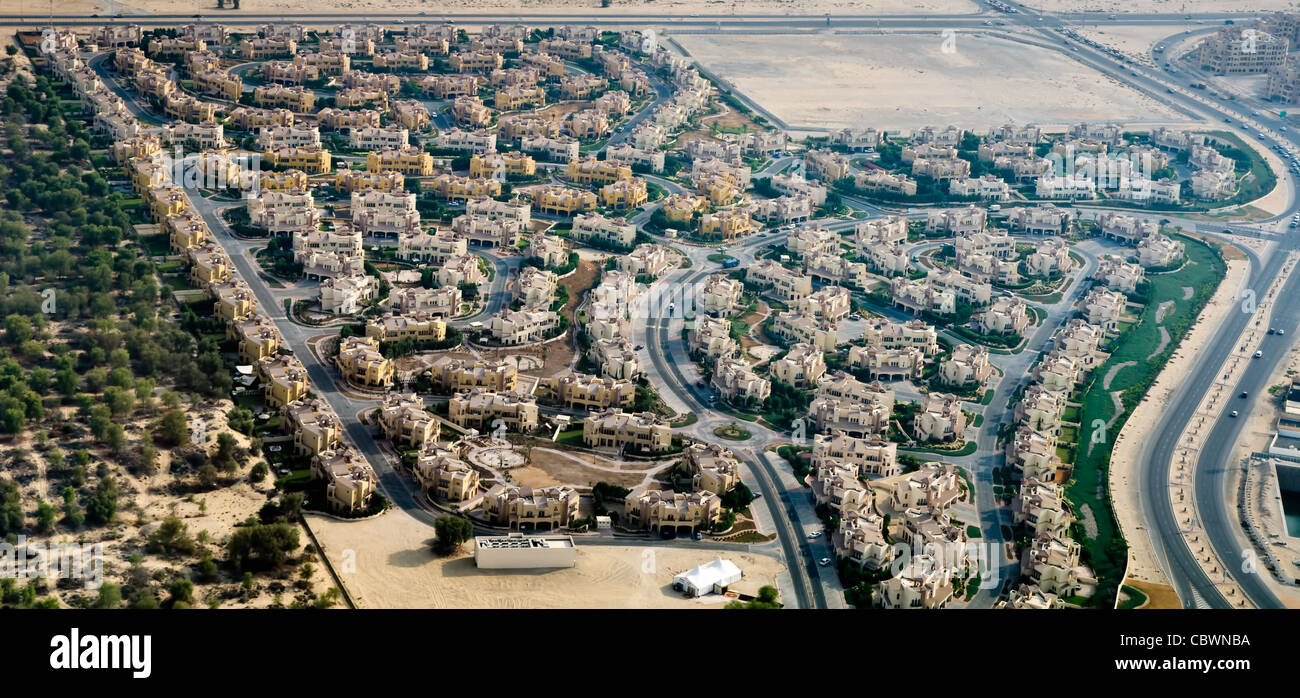 Aerial view of apartment houses in Dubai city (United Arab Emirates) Stock Photo