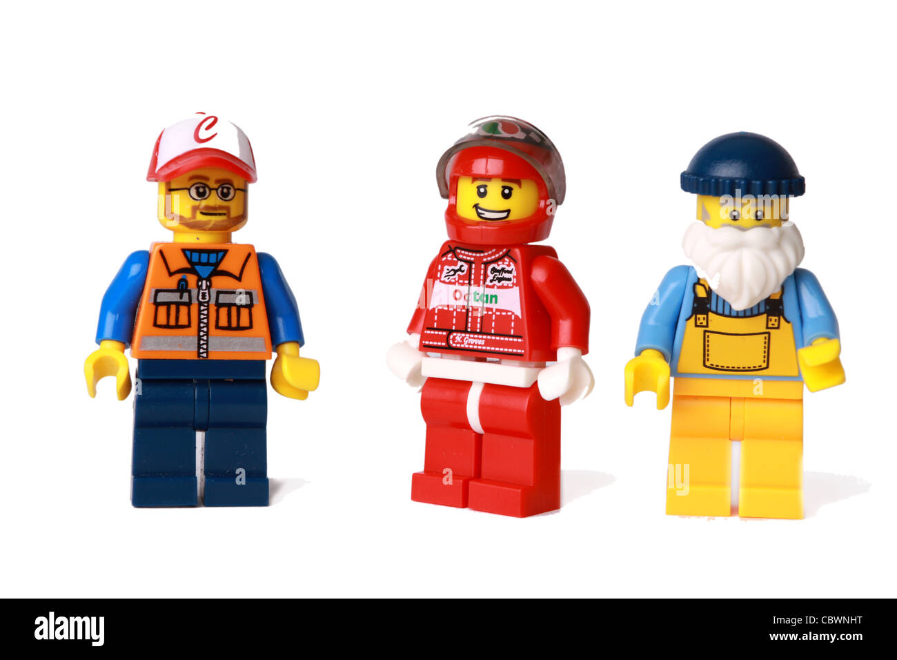 Toy lego action figures dressed in general workman's clothing Stock Photo