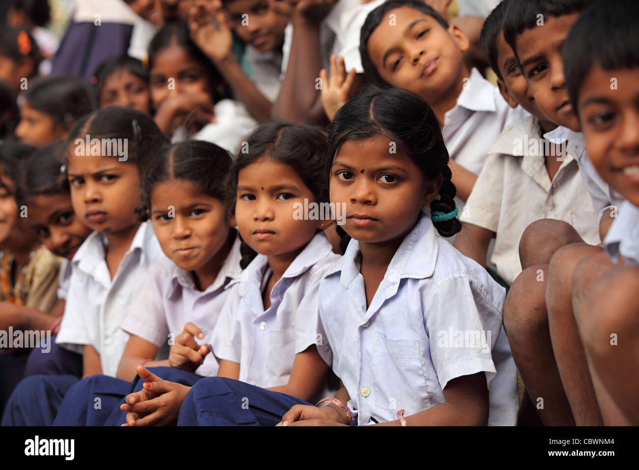 School children in Andhra Pradesh South India Stock Photo