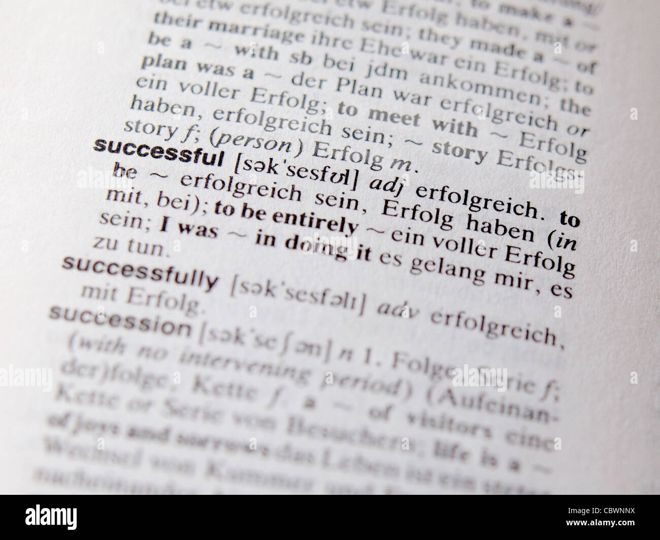 successful (English - German dictionary) Stock Photo