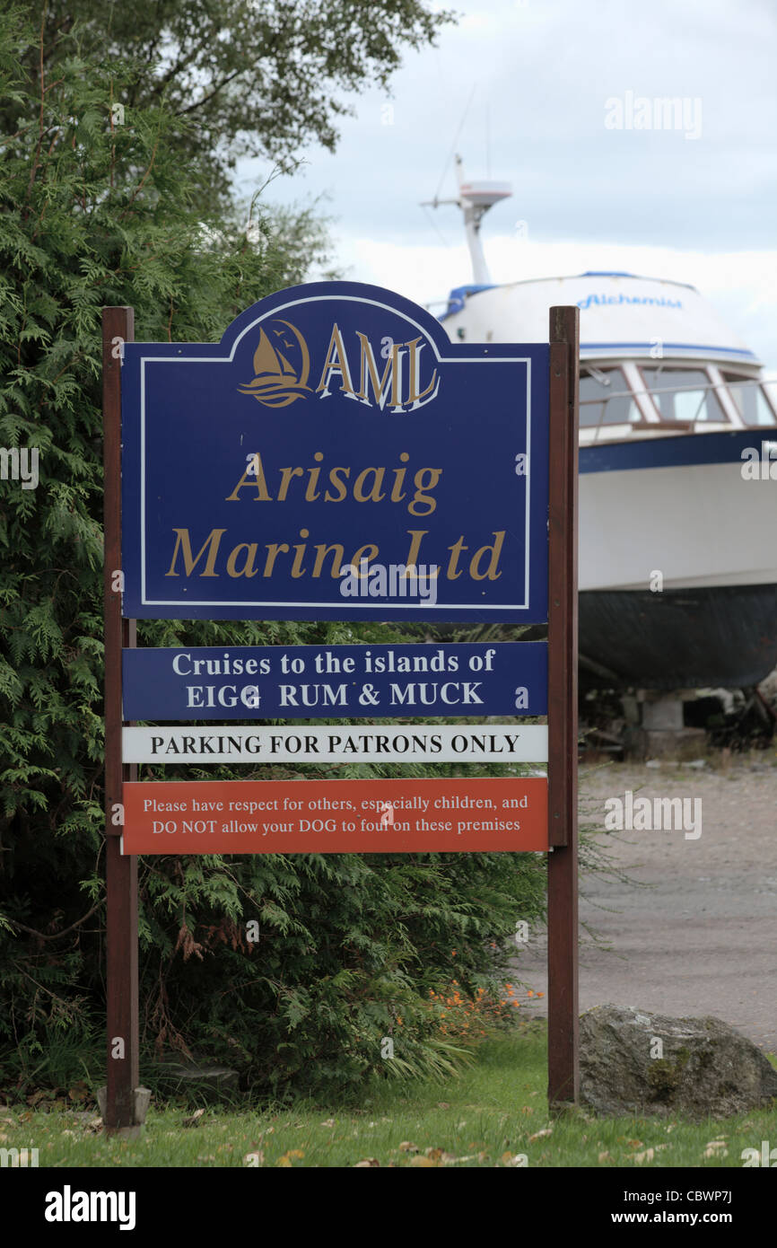 Sign at Arisaig Marine Ltd Inverness-shire Scotland Stock Photo